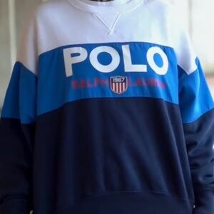 Polo Ralph Lauren Medium Sweatshirt Color Block Crew Neck 1967 patch NWT